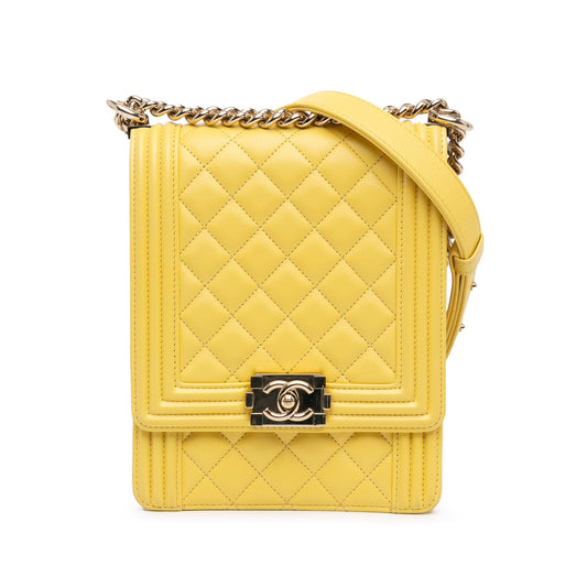 Chanel Sac Quilted Lambskin North South Boy Flap