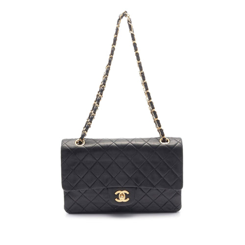 Black Chanel Medium Classic Lambskin Double Flap Shoulder Bag
