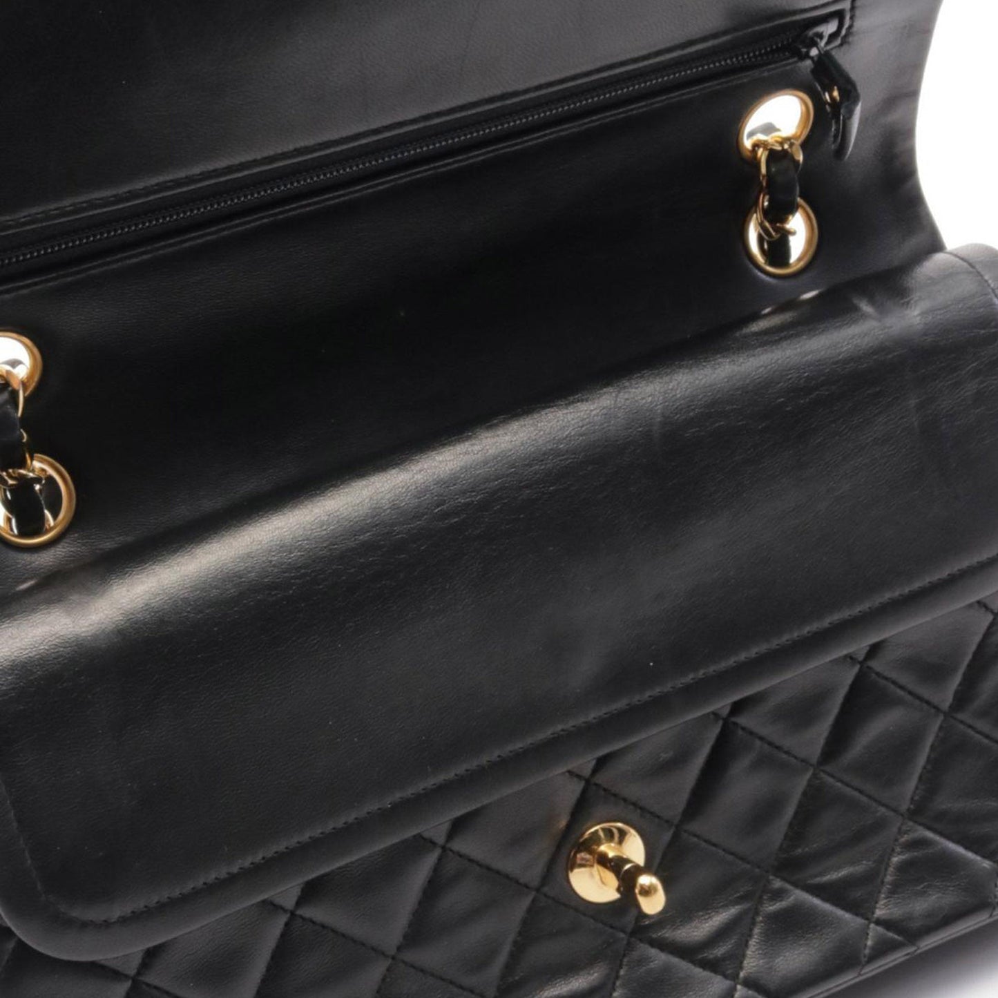 Black Chanel Medium Classic Lambskin Double Flap Shoulder Bag