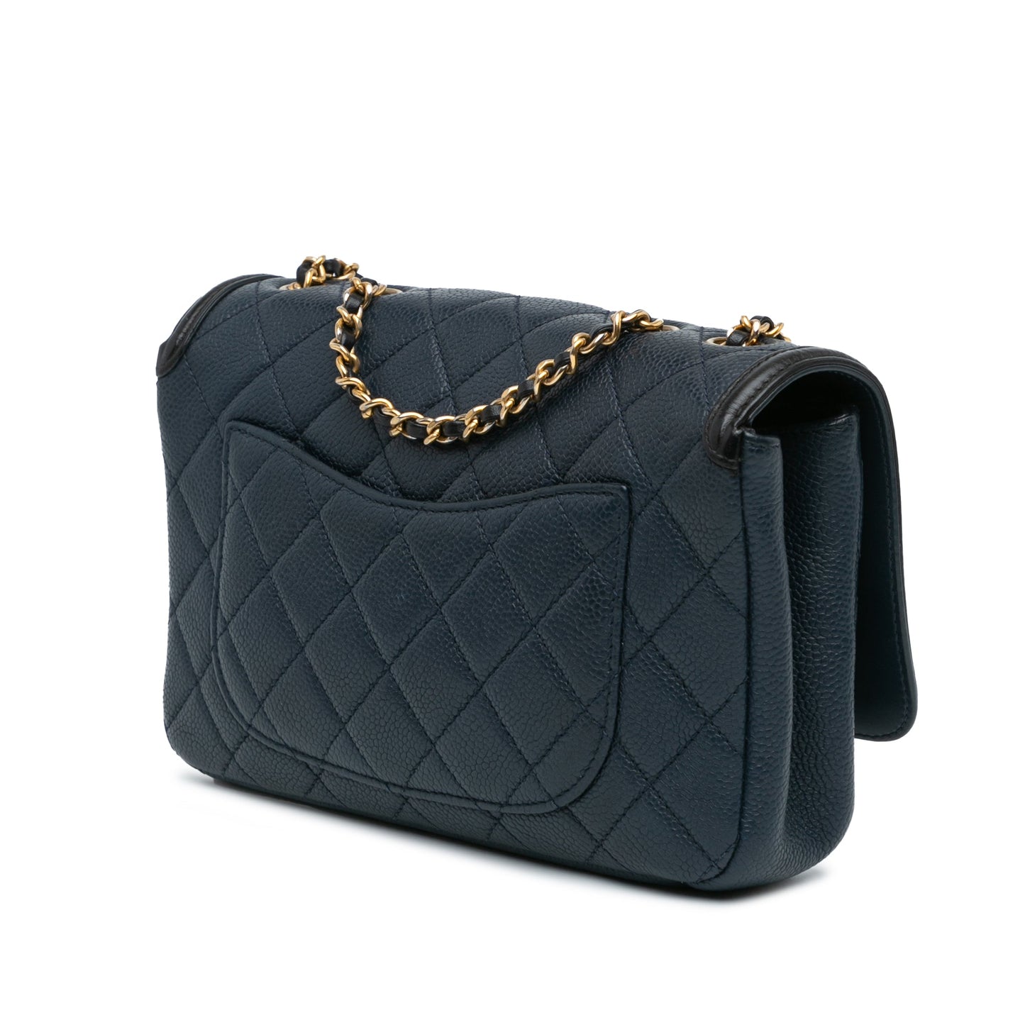 Blue Chanel Small Bicolor Caviar CC Filigree Flap Crossbody Bag