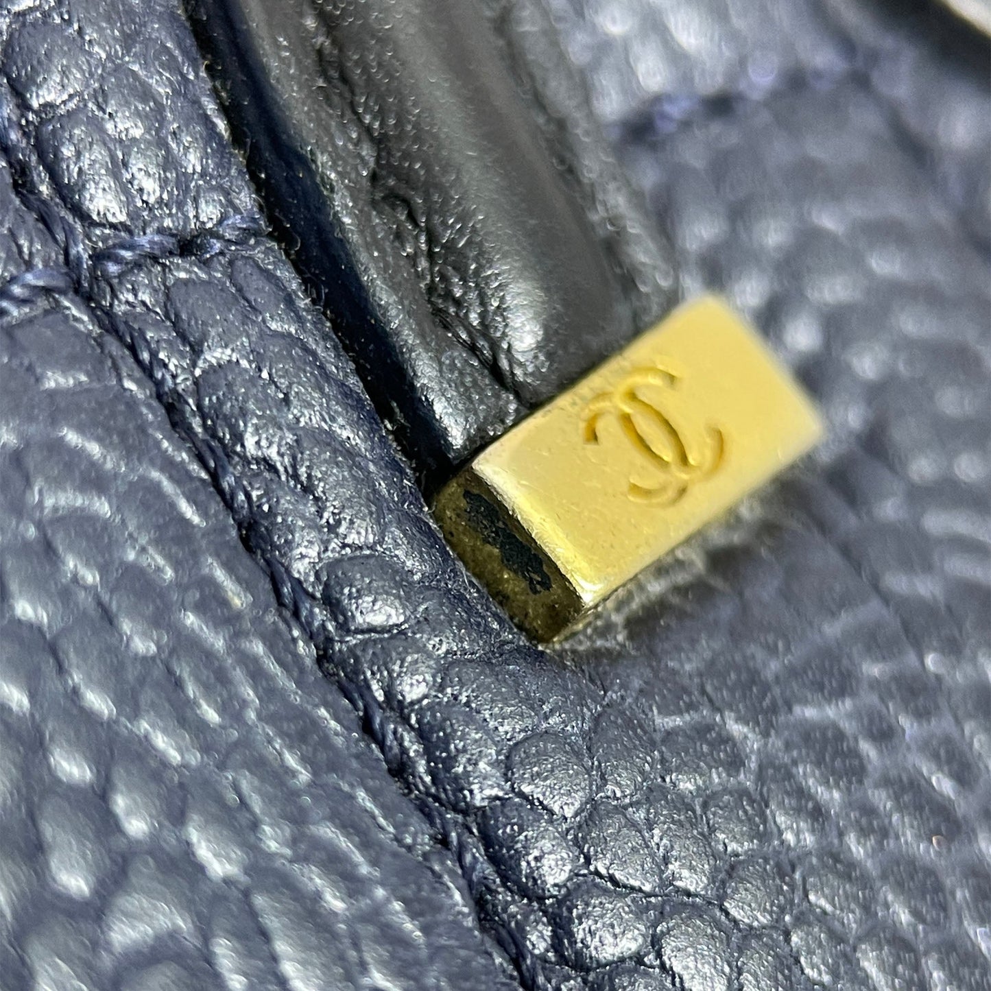 Blue Chanel Small Bicolor Caviar CC Filigree Flap Crossbody Bag