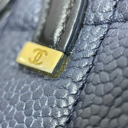 Blue Chanel Small Bicolor Caviar CC Filigree Flap Crossbody Bag