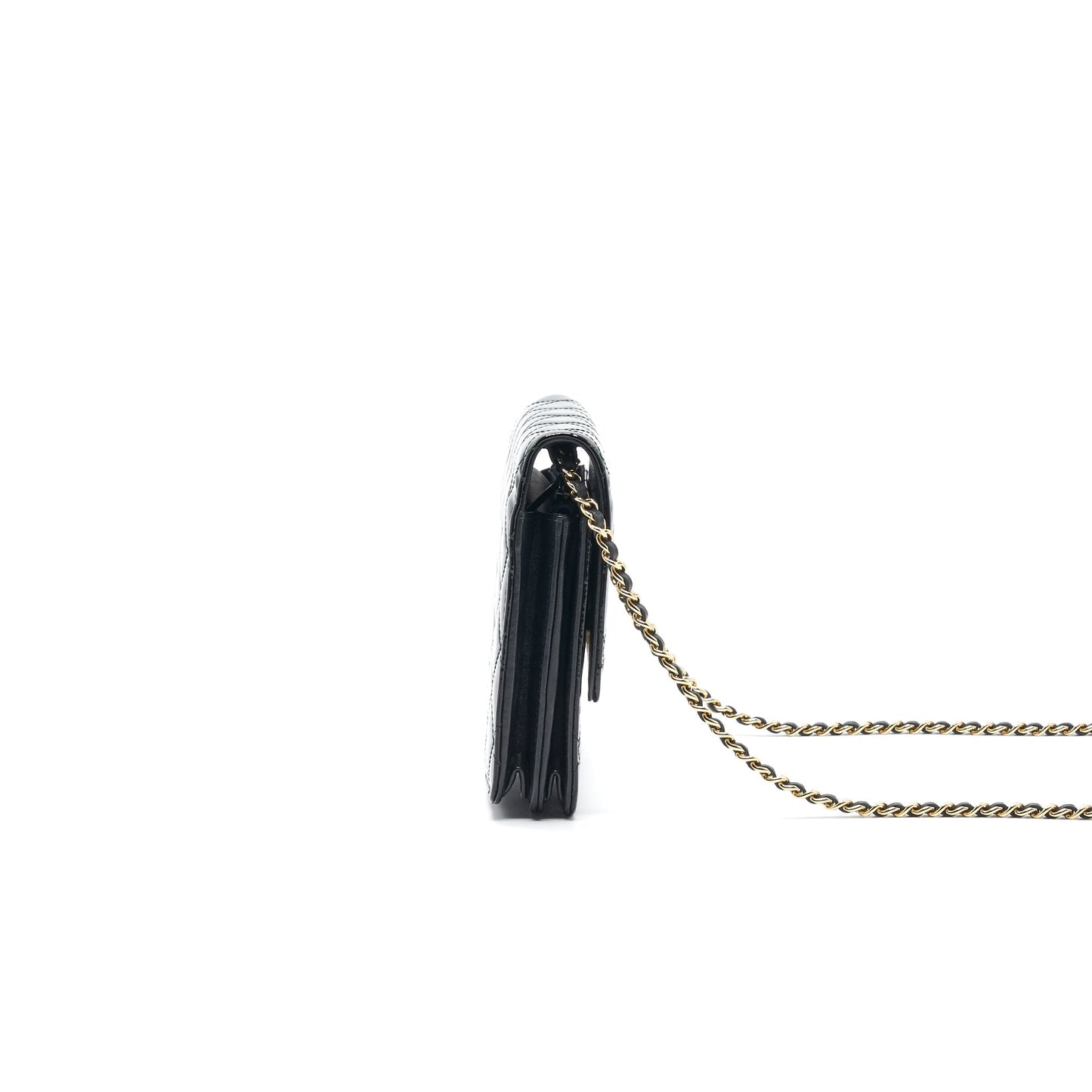 Chanel Square Wallet on Chain Patent Leather Black GHW