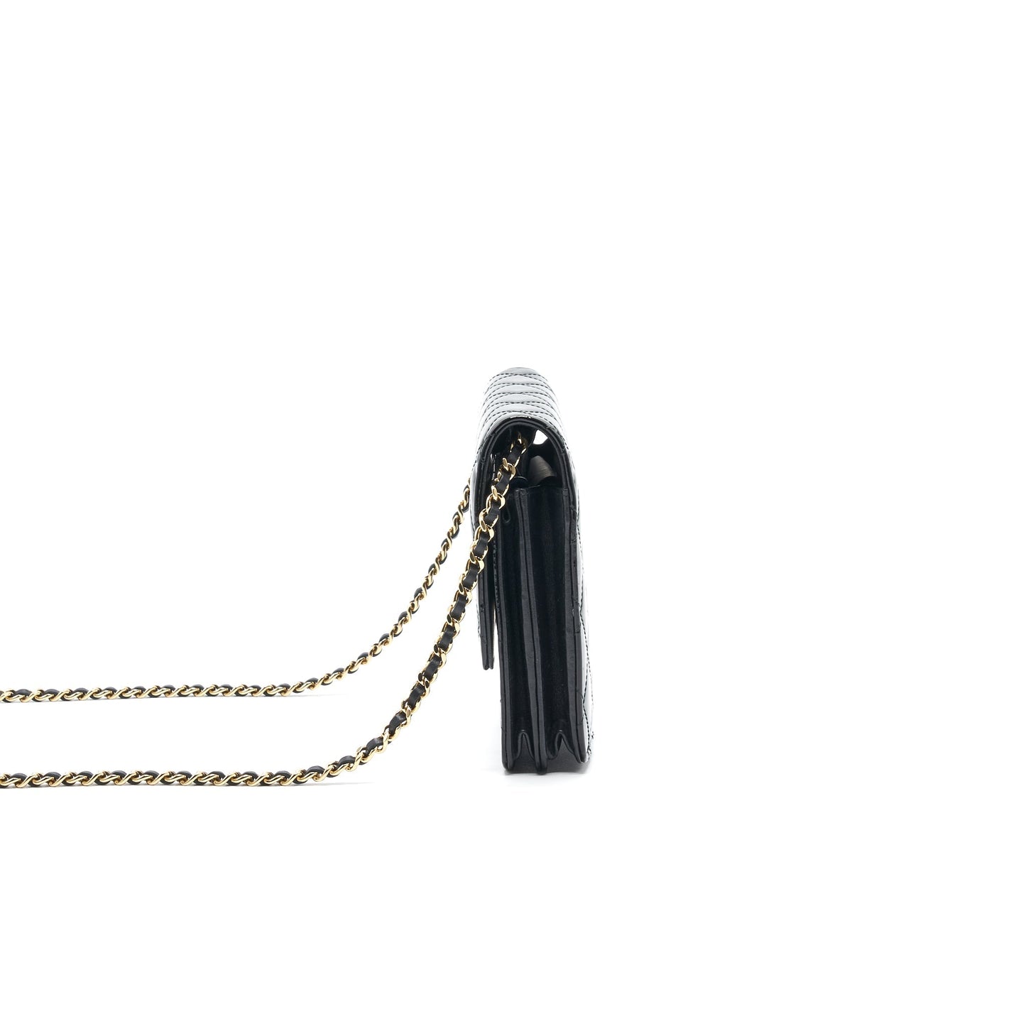 Chanel Square Wallet on Chain Patent Leather Black GHW