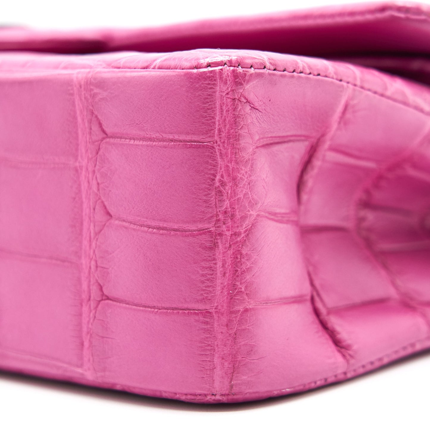 Chanel Alligator Medium Classic Double Flap Bag Pink SHW