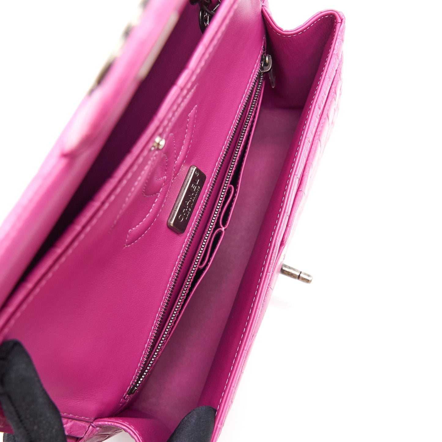 Chanel Alligator Medium Classic Double Flap Bag Pink SHW