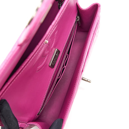 Chanel Alligator Medium Classic Double Flap Bag Pink SHW