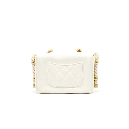 Chanel CC Leather Flap Bag White GHW