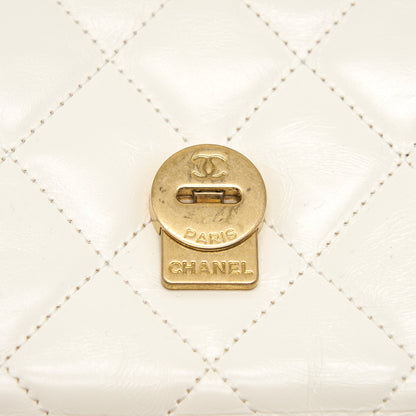Chanel CC Leather Flap Bag White GHW
