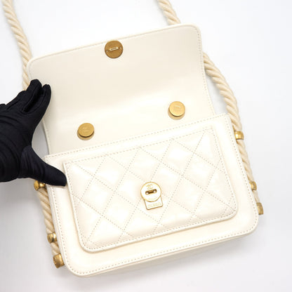 Chanel CC Leather Flap Bag White GHW