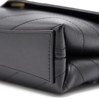 Chanel Calfskin Chevron Leather Chain Waist Bag Black GHW