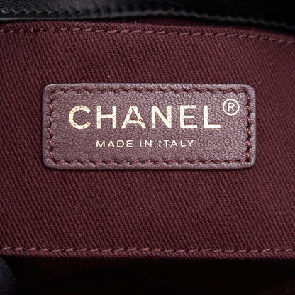 Chanel Calfskin Chevron Leather Chain Waist Bag Black GHW