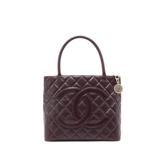 Chanel Cavier Medallion Tote Burgundy