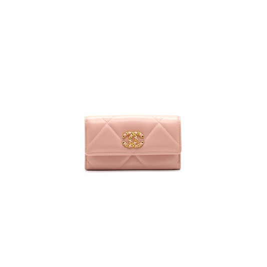 Chanel 19 Long Flap Wallet Pink