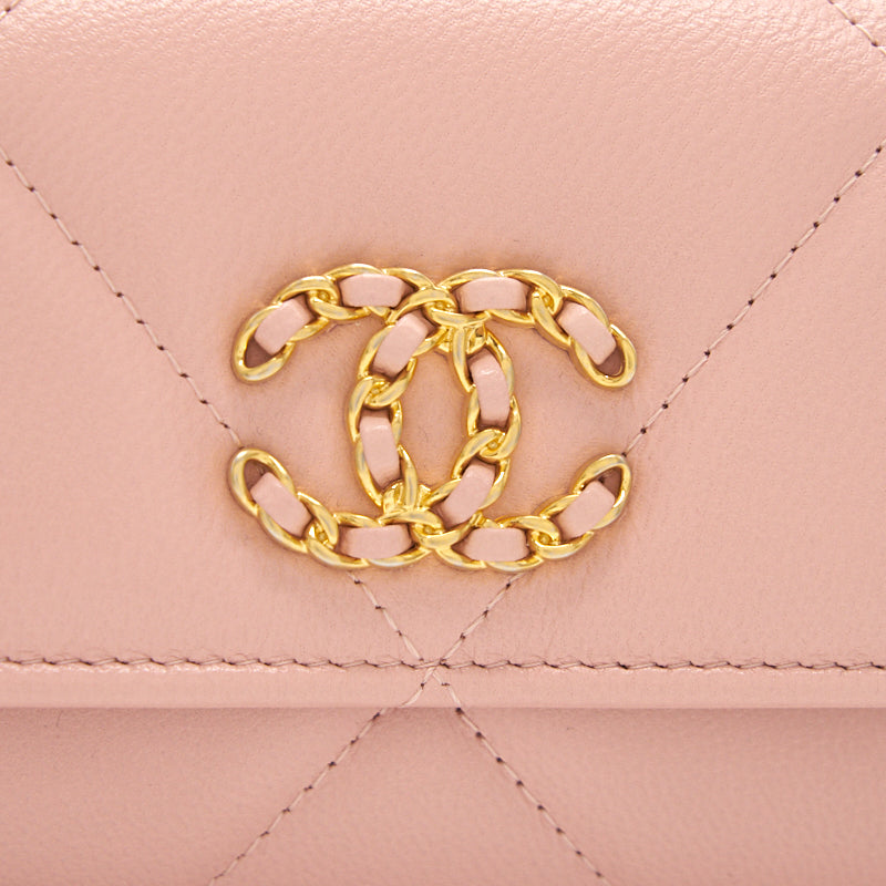 Chanel 19 Long Flap Wallet Pink