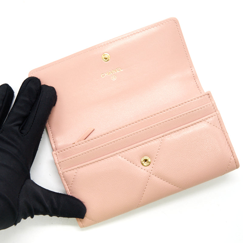 Chanel 19 Long Flap Wallet Pink