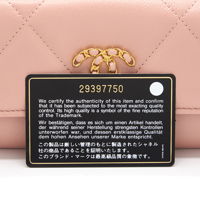 Chanel 19 Long Flap Wallet Pink