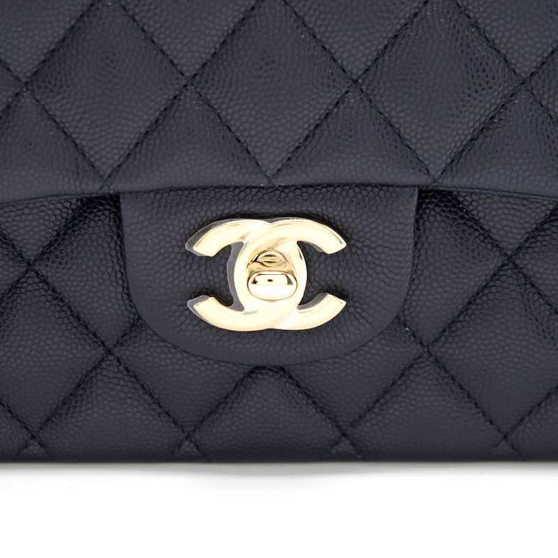 Chanel medium 25cm Classiccal double flap cavier Navy LGHW year 2020