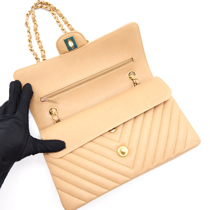 Chanel Medium Classic Flap Dark beige with GHW