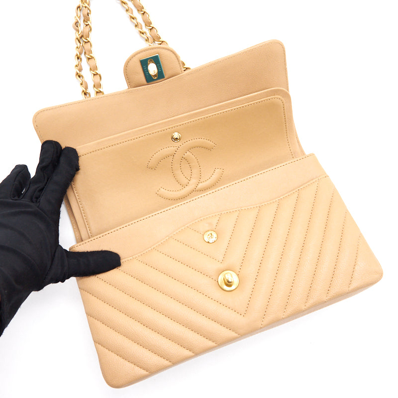 Chanel Medium Classic Flap Dark beige with GHW