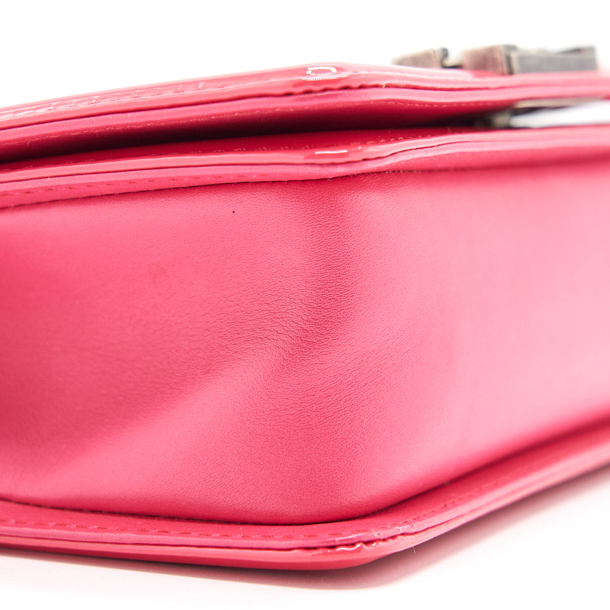 Chanel Small Leboy Patent Leather Pink Ruthenium Hardware