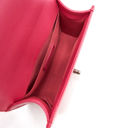 Chanel Small Leboy Patent Leather Pink Ruthenium Hardware