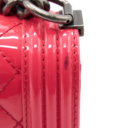 Chanel Small Leboy Patent Leather Pink Ruthenium Hardware