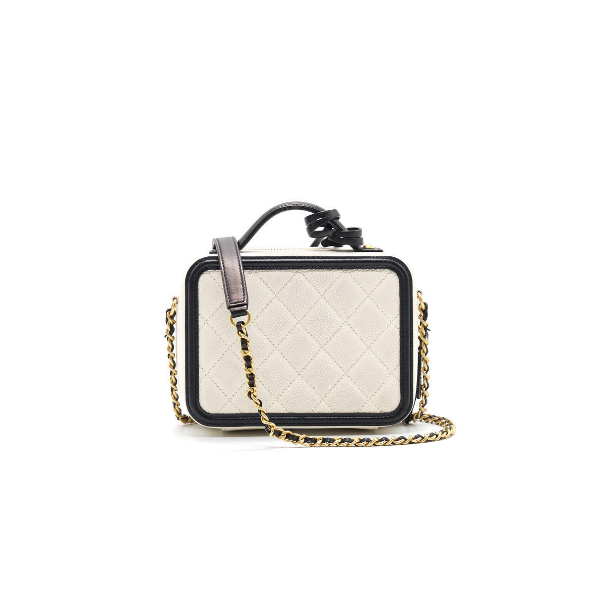 Chanel Caviar Small Vanity case black & white GHW