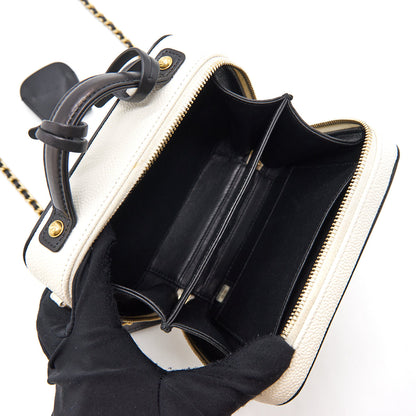 Chanel Caviar Small Vanity case black & white GHW
