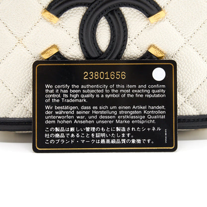 Chanel Caviar Small Vanity case black & white GHW