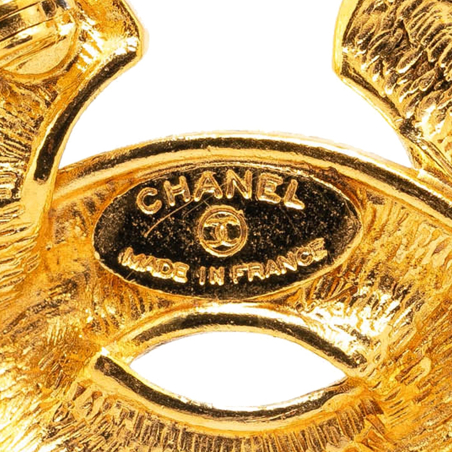 Gold Chanel Gold Plated CC Quilted Brooch