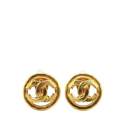 Gold Chanel Gold Plated CC Clip On Earrings