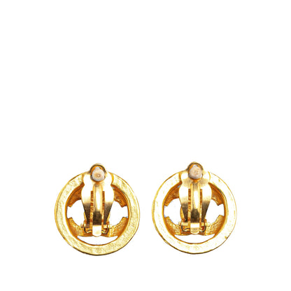 Gold Chanel Gold Plated CC Clip On Earrings