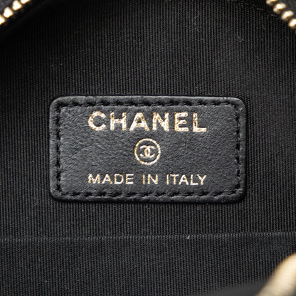 Black Chanel Velvet Pearl Sequin Round Crossbody