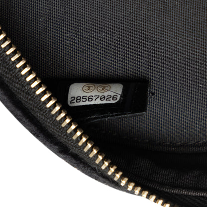 Black Chanel Velvet Pearl Sequin Round Crossbody