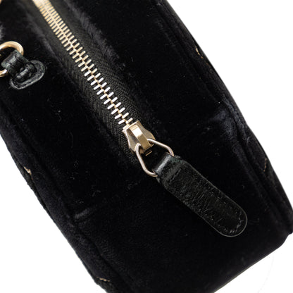 Black Chanel Velvet Pearl Sequin Round Crossbody