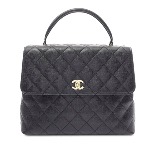 Black Chanel Caviar Kelly Top Handle Handbag