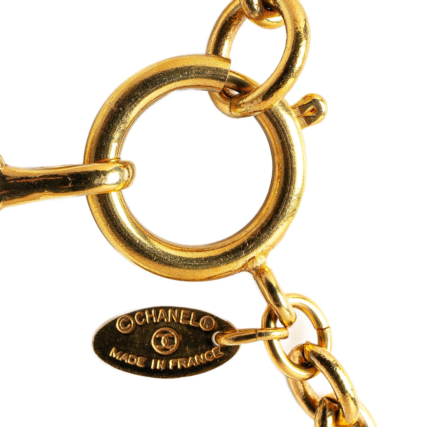 Gold Chanel Gold Plated CC Diamond Pendant Necklace