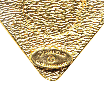 Gold Chanel Gold Plated CC Diamond Pendant Necklace