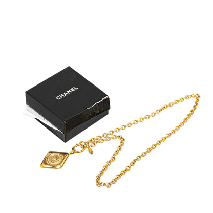 Gold Chanel Gold Plated CC Diamond Pendant Necklace