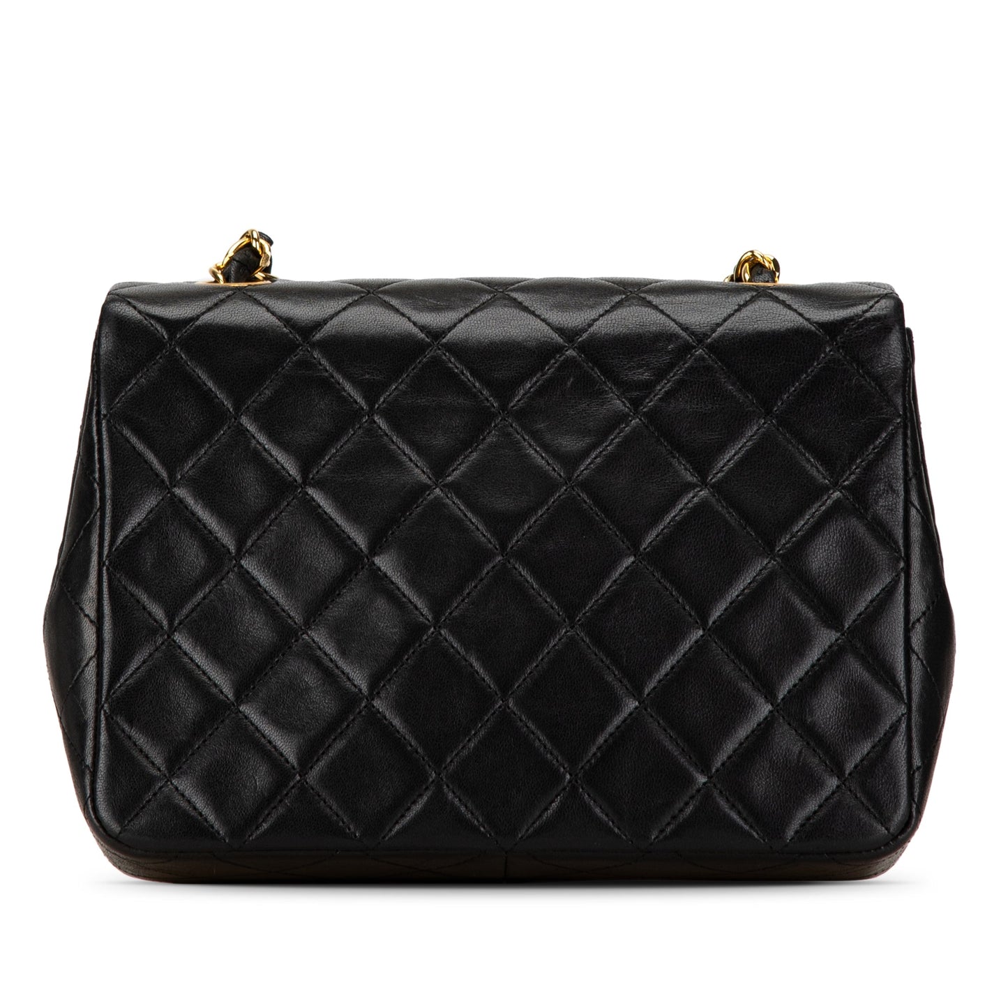 Black Chanel Mini Square Classic Lambskin Single Flap Crossbody Bag