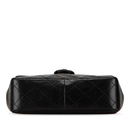Black Chanel Mini Square Classic Lambskin Single Flap Crossbody Bag