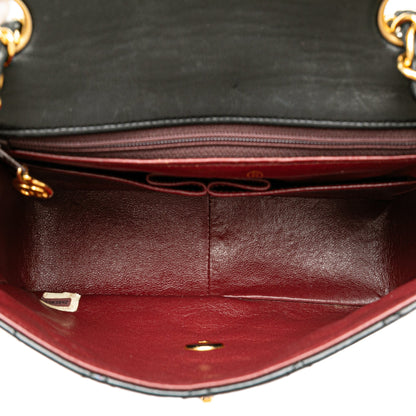 Black Chanel Mini Square Classic Lambskin Single Flap Crossbody Bag