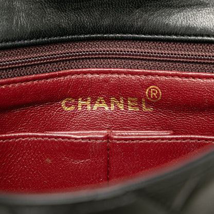 Black Chanel Mini Square Classic Lambskin Single Flap Crossbody Bag