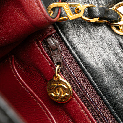 Black Chanel Mini Square Classic Lambskin Single Flap Crossbody Bag