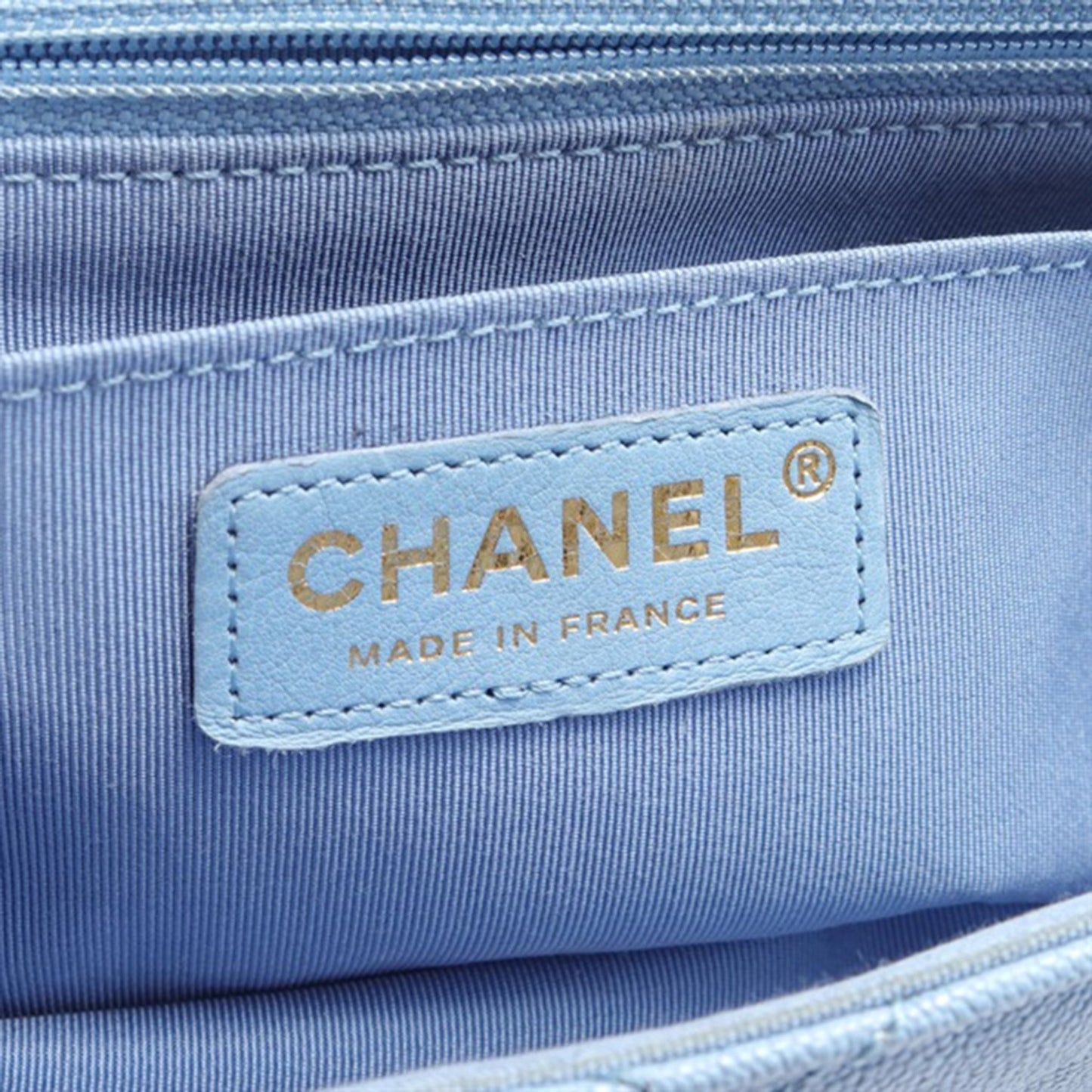 Blue Chanel CC Quilted Caviar Single Flap Crossbody Bag