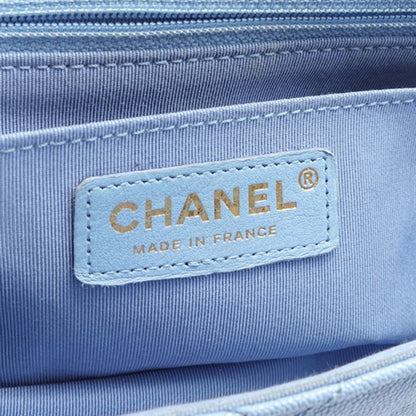 Blue Chanel CC Quilted Caviar Single Flap Crossbody Bag