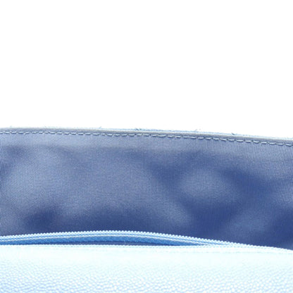 Blue Chanel CC Quilted Caviar Single Flap Crossbody Bag