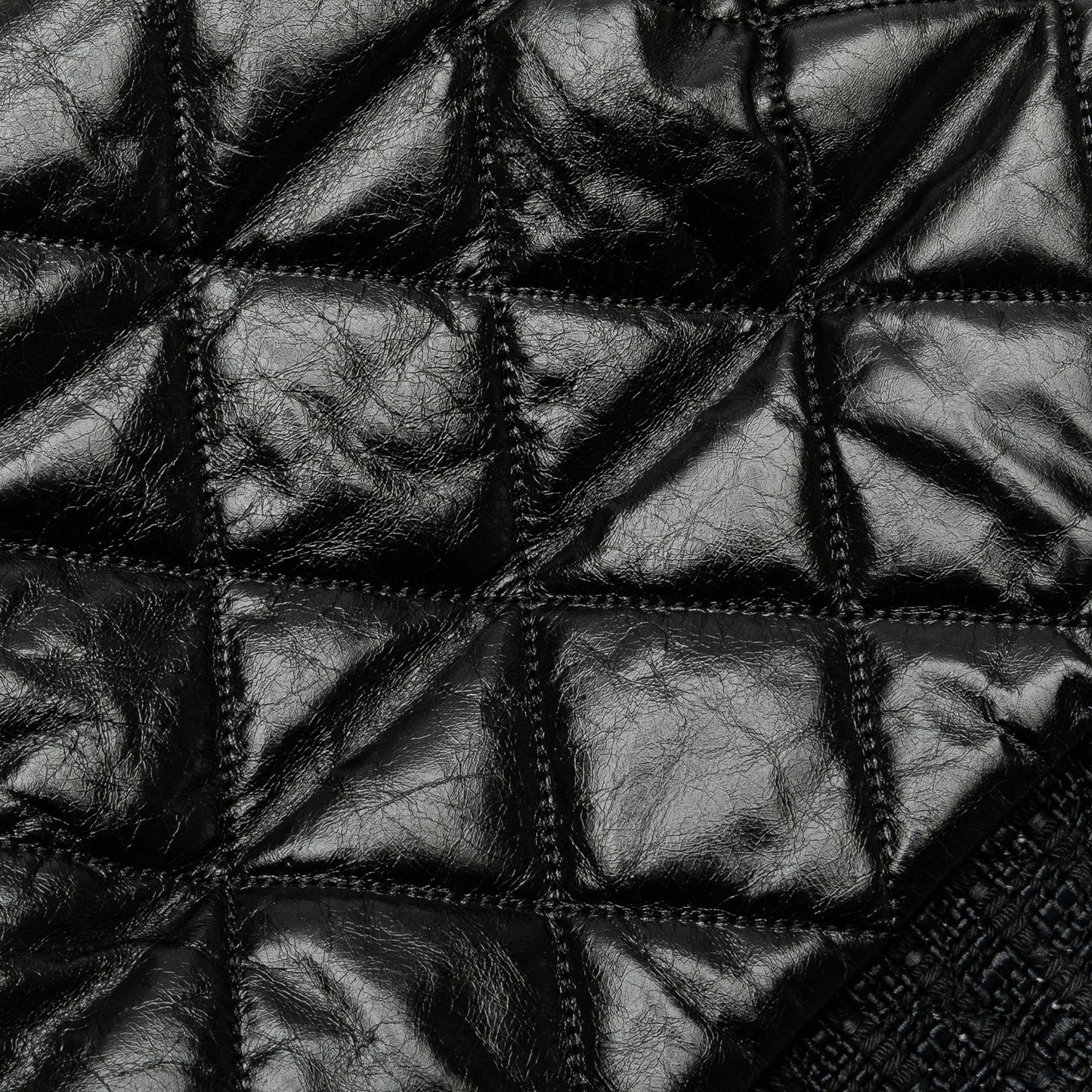 Black Chanel Quilted Glazed Calfskin and Tweed Portobello Frame Satchel