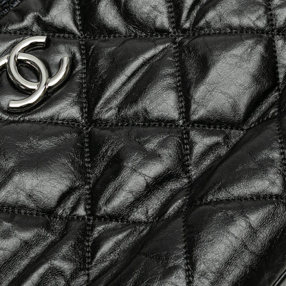 Black Chanel Quilted Glazed Calfskin and Tweed Portobello Frame Satchel